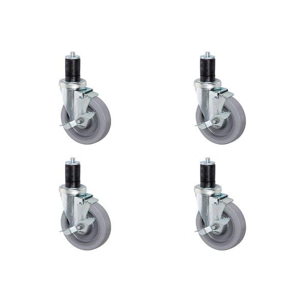 3" Gray Caster Wheel Set for Commercial Kitchen PREP Tables, All